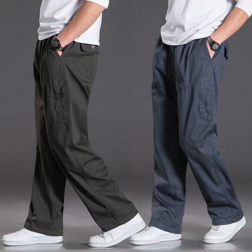 New arrival Autumn And Winter casual fashion mid waist pants elastic waist drawstring cotton loose men plus size L-4XL 5XL 6XL