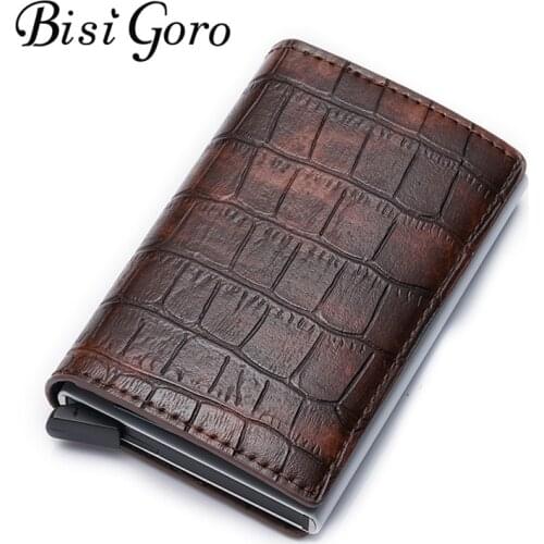 Bisi Goro 2019 New RFID Credit Card Holder Single Box Men And Women Metal Vintage Aluminium Box Travel Card Wallet Dropshipping