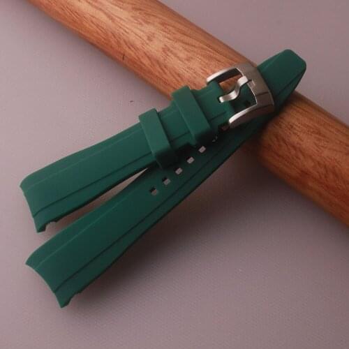 Soft Arc Interface Silicone Watchband 18 20 22mm Waterproof Rubber Straps For Male Female Brands Watch universal Bracelets Green