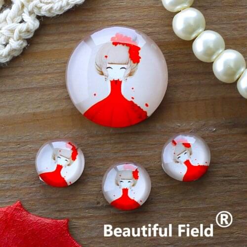 12mm 25mm 14mm 16mm 18mm 20mm Photo Glass Cabochons Round Cameo Set Handmade Settings Stone Girl FFR59