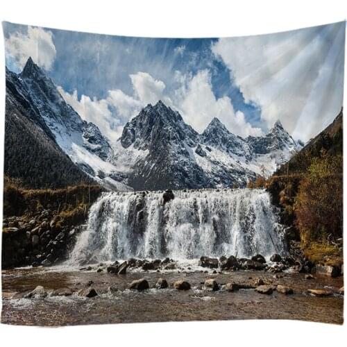Natural Landscape Forest Falls Woods Waterfall Tapestry Wall Hanging Bed Spread Beach Towel Table Cloth Yoga Mat Large Size