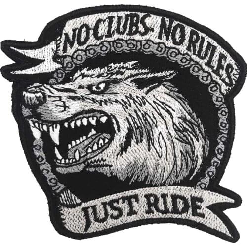 NO CLUB NO RULES Patch Embroidered Applique Sewing Label punk biker Patches Clothes Stickers Apparel Accessories Badge