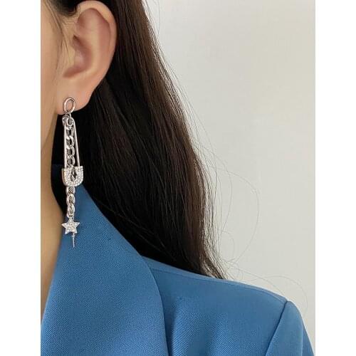 OLIRAFT 2021 Korean Long Tassel Pin Earrings For E-girl Temperament Elegant Exquisite Fashion Jewelry Goth Earrring