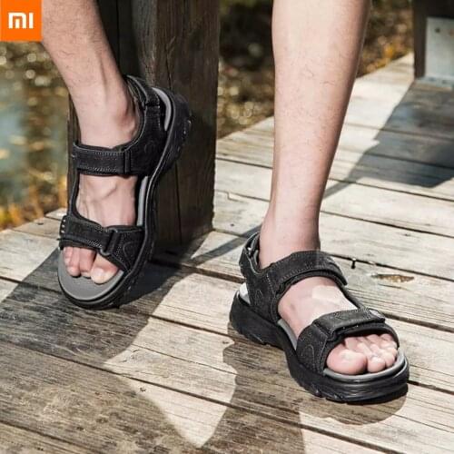 Xiaomi Youpin No Glue Mens Sandals First Layer Cowhide No Glue Technology MD Sole Summer Light Elastic No Glue Mens Sandals