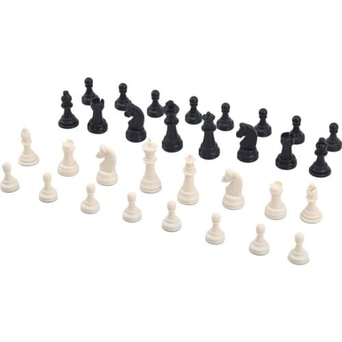 Chess Pieces Plastic Complete Chessmen Magnetic International Word Chess Game Entertainment Black&White