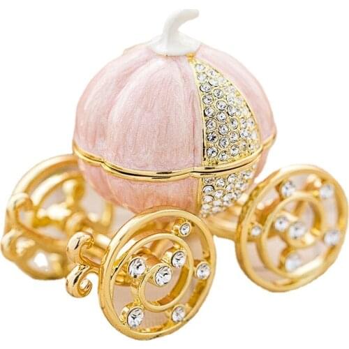 TT thePumpkin Carriage Jewelry Box Small Exquisite Crystal Ornaments Marriage Proposal Ring Box Give Children Presents Packaging