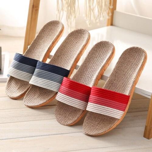 Summer Home House Slippers Women Linen Silent Sweat Absorption Slides Flip Flops For Female Indoor Bedroom Shoes Flax Sandals