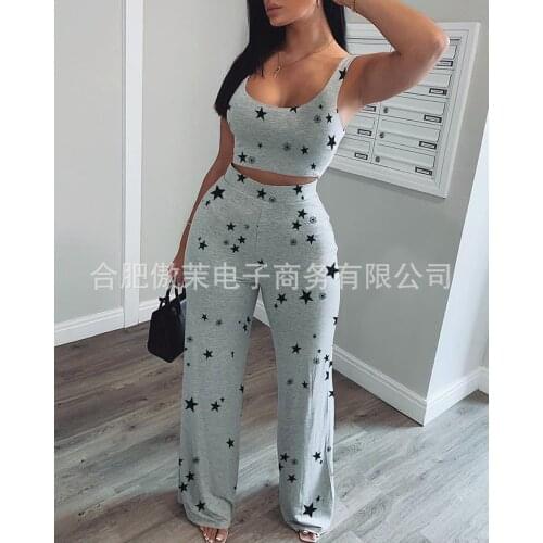 Two-piece printed leisure sports suit