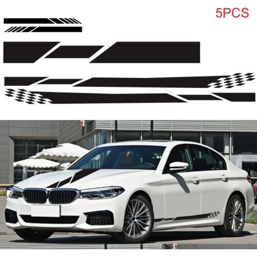 Universal Car Sticker Set 5PCS Racing Car Body Side Roof Hood Rear Mirror Decals for All Cars Decal
