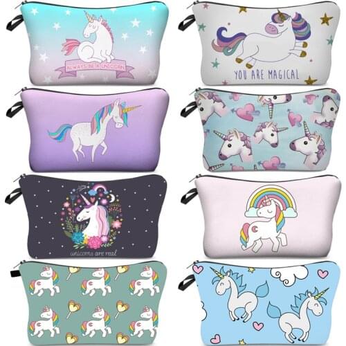 Waterproof Unicorn digital printing Cosmetic Bag Travel storage wash bag womens hand bag Beauty Storage and organization