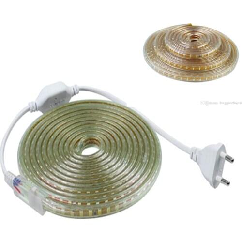 AC 220V 3014 Led Strip Waterproof With EU Power plug IP65 120Leds/M Flexible LED Tape Ribbon Outdoor 1M 2M 3M 5M 10M 15M 20M 30M
