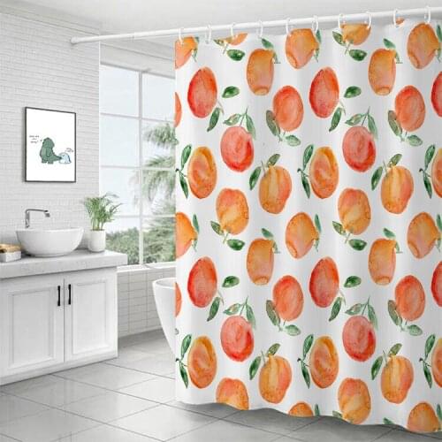 Top Quality Washable Shower Curtain Fruit Bath Curtain Small Fresh Curtain Waterproof Polyester Bathroom Curtain with Hooks