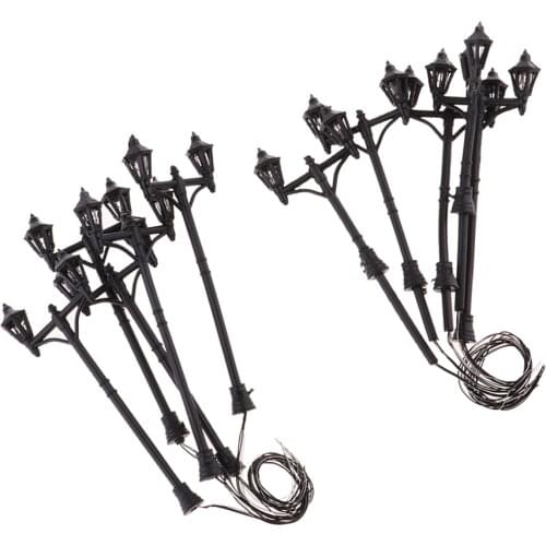 10pcs Street Light LED Double Head Lamp Railway Train Sand Table Model Decor