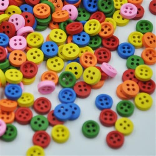 100pcs 9mm Mix Round Wood Buttons 4Holes Sewing Crafts Accessories WB106