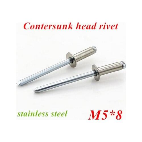 100pcs/lot M5*8mm Countersunk POP head rivet Stainless steel
