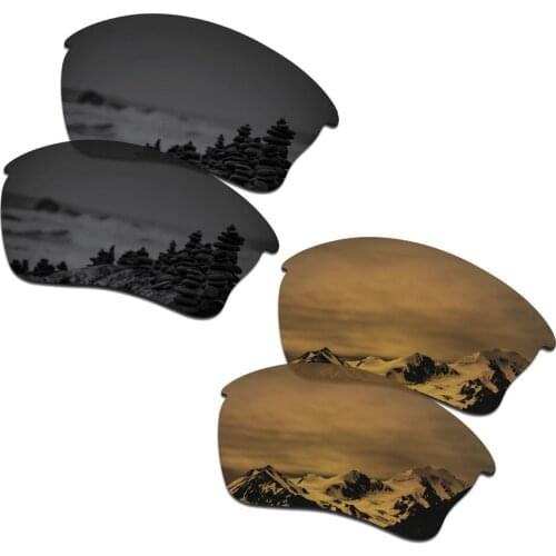 SmartVLT 2 Pairs Polarized Sunglasses Replacement Lenses for Oakley Mainlink Stealth Black and Bronze Gold