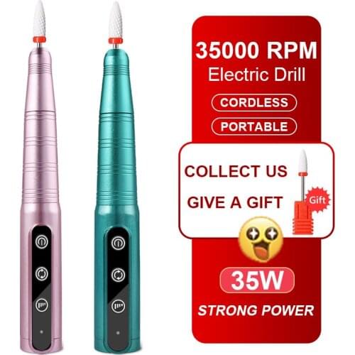 2021 New Nail Drill 35000 RPM Electric Nail File Pedicure Cordless Portable Strong Nail Sander Electric Manicure Drill for Salon