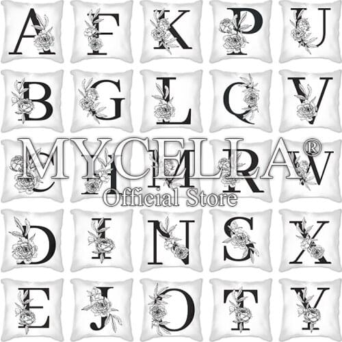26 Letters Cushion Cover English Alphabet Throw Pillow Case Black and White Decorative Pillowcase Children Party Cushion Covers