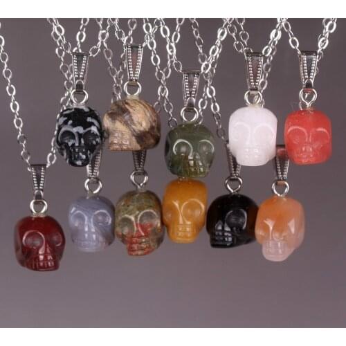 Reiki Druzy Healing Natural Stone Skull pendants Pendulum For Jewelry Making Beads Charm Pendant Necklace 6pcs/lot Free Shipping