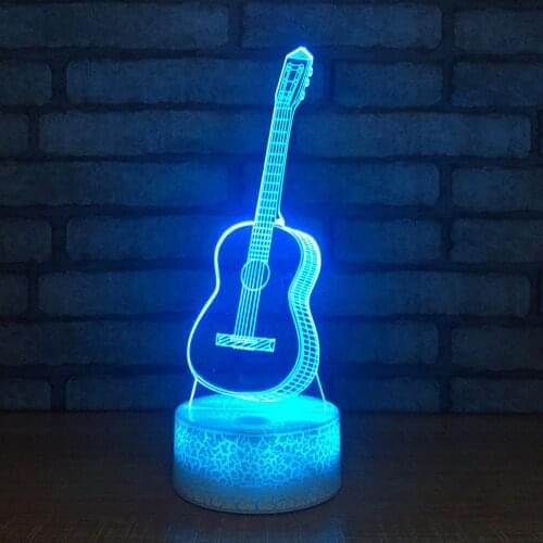 7 Color Chanign 3D Electric Guitar LED Lamp Crack Touch Base USB Table Lamp Baby Sleeping Night Light Musical Instrument Lamps