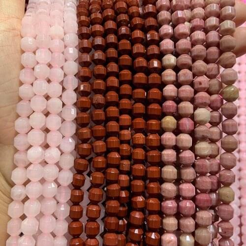 8mm Natural Quartz Red Jasper Rhodonite Stone Beads 15'' Lantern DIY Loose Beads For Jewelry Making Beads Bracelet Necklace