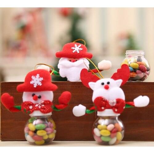 Christmas Candy Storage Can Decor for Home Gift Food Storage Jar Mini Old Man Snowman Elk Candy Jar Christmas Tree Decorations