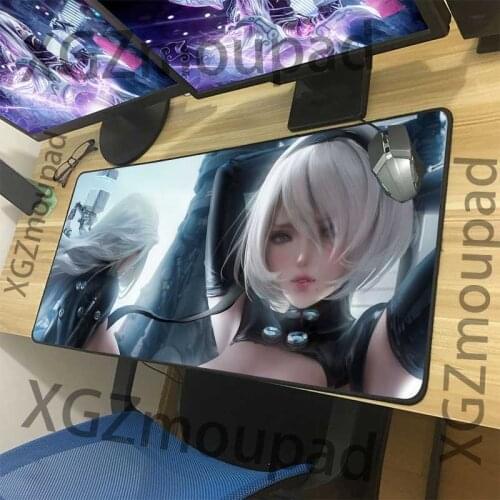 XGZ Large Mouse Pad Black Lock Edge Anime Sexy Temptation HD NieR: Automata Custom Computer Table Mat Non-slip Carpet Coasters