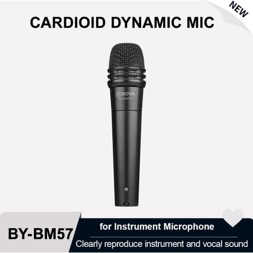 BOYA BY-BM57 Cardioid Dynamic Microphone 6.35mm Output Aluminum Zinc Alloy Band Instrument Vocal Speaker Live Audio Recording