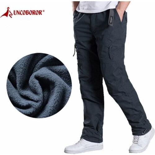 Winter Fleece Double Layer Cargo Pants Men Thick Warm Casual Cotton Trousers Overalls Male Military Overalls Tactical Work Pants