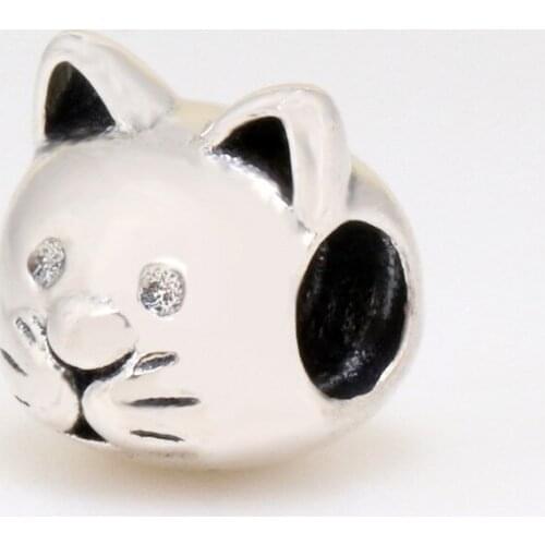 DoDoFly Authentic 925 Silver Curious pet cat head Beads Fit Original charms Bracelet Necklace Pendant