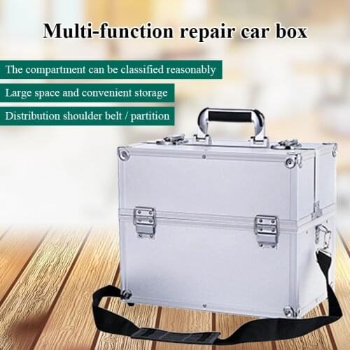 Plastic large portable electrician multi-function repair car box storage box three-layer tool box aluminum