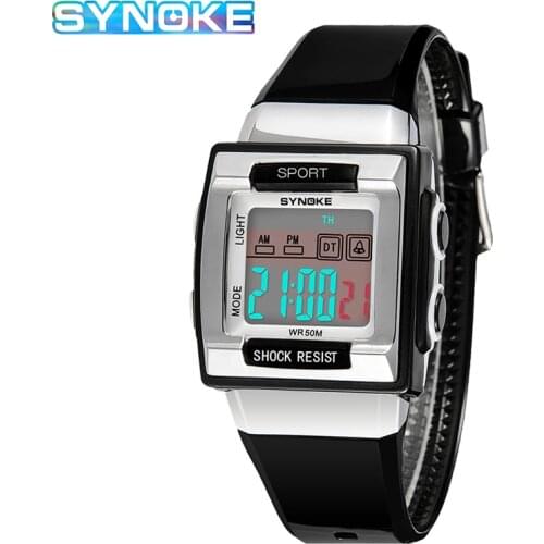 SYNOKE Digital Watch For Kids Rectangular Electronic Watch For Kids Boys Girls Diving Swimming Waterproof Watch Childs Gift
