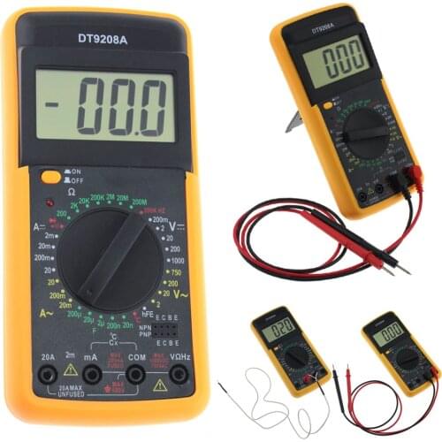 DT9208A Professional LCD Digital Multimeter Electric Handheld Ammeter Voltmeter Resistance Capacitance Tester AC DC