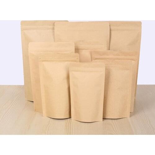 Eco-Friendly Aluminized interior kraft paper bag 50pcs Zipper lock Stand up gift bag wholesale