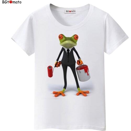 BGtomato 3D Brush paint frog t shirt women originality summer funny shirt Brand good quality comfortable soft casual shirts