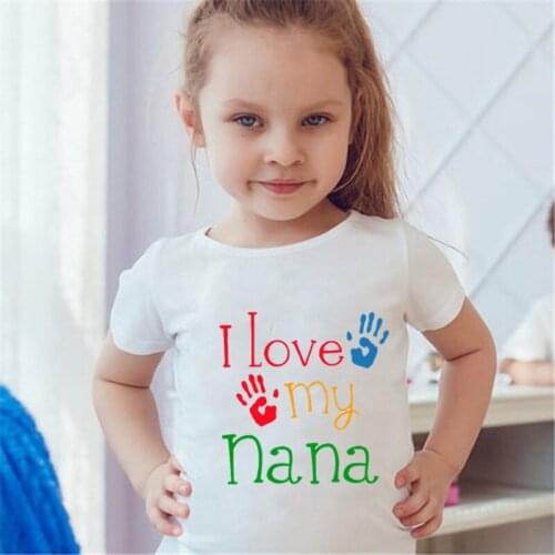 Cute I Love My Nana Summer Kids Girls Boys Short Sleeve T-shirt White Casual Soft T Shirt Children Tops Kids Baby T Shirt