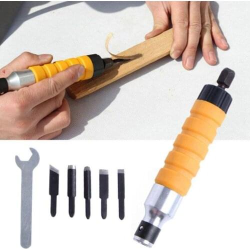 GTBL 1 Set Wood Chisel Carving Tool Set Chuck Attachment For Electric Drill Flexible Shaft