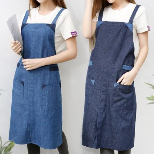 Cotton Denim Fashion Flower Shop Apron Homestay Simple Style Unisex Coffee Shop Baking Overalls