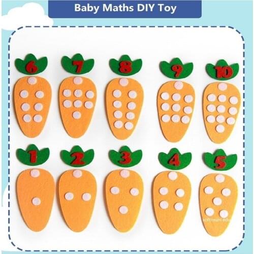 DIY Math Matching Game Montessori Toys Carrot Number 1-10 Counting Toy Children Preschool Mathematics EducationLearning 3 Years