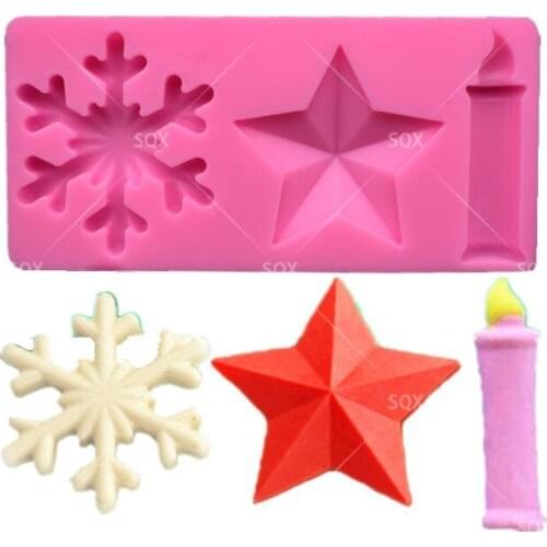 Star / Snowflake / Candle Cake Tools Wedding Cake Decoration Fondant Cake Mold Silicone Mould Kitchen Aaccessories SQ1660