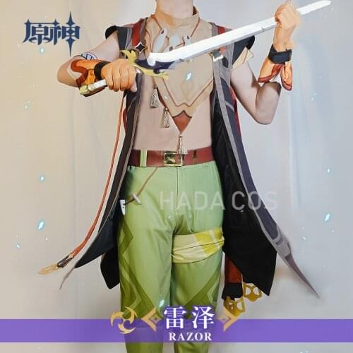 Game Genshin Impact Running Wolf RAZOR Cosplay Costume Anime Fancy Outfits Full Set Halloween Carnival Uniforms Custom Made Wig