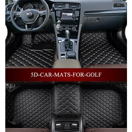 Leather Car floor mats for Volkswagen Golf e-Golf R GTI GLI 5th 6th 7th Hatchback 5D waterproof custom fit car liners foot mats