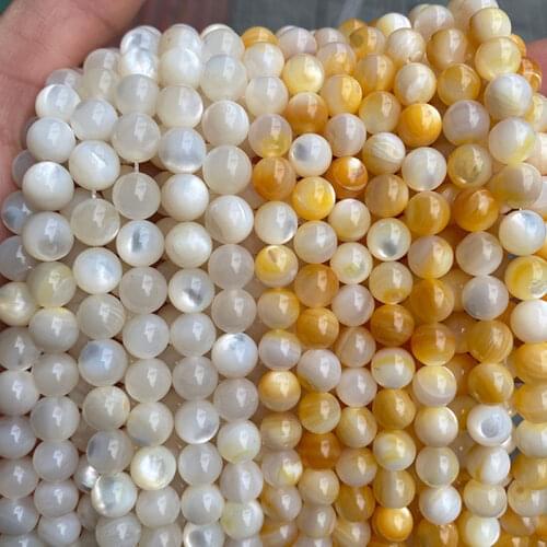 Natural Pearl Shell Round Loose Spacer Beads For Jewelry Making White Yellow Pearl Shell Accessorries Beads For Bracelet 4 6 8mm