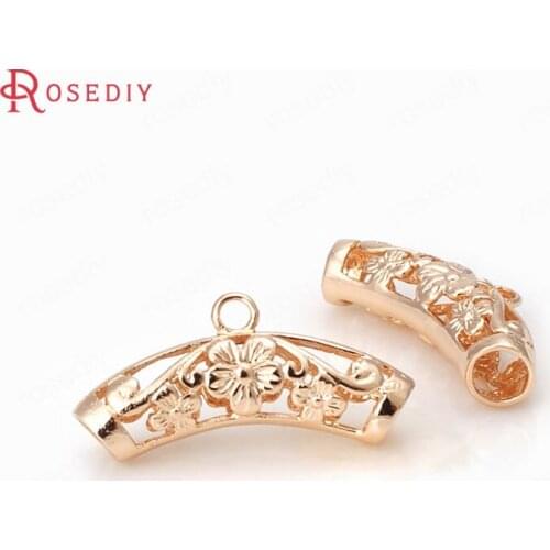 D100)4 pieces 26.5x7.3mm 24K Champagne Gold Color Brass Plum Flower Charms Pendants Connector High Quality Jewelry Accessories