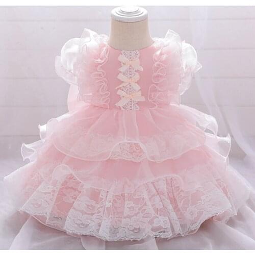 Newborn Cute Lolita Dress Fluffy Baptism Dress 1st Birthday Dress For Baby Girl Wedding Princess Dresses Christening Gown