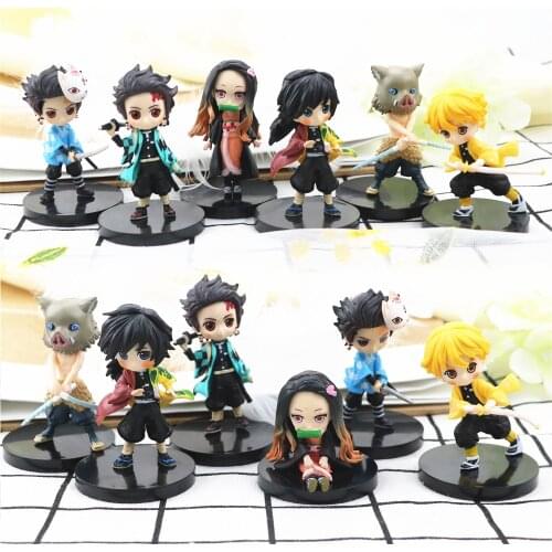 6pcs Demon Slayer Set Figure Kimetsu No Yaiba Model Kamado Tanjirou Kamado Nezuko Agatsuma Anime Figurines children Toy Gift