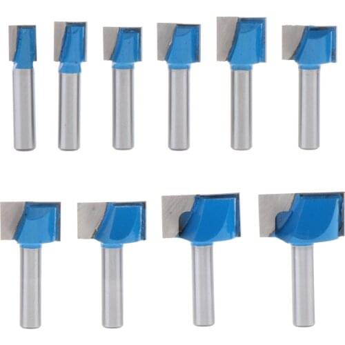 8mm Shank Bottom Cleaning Router Bit Set 10Pieces Milling Cutter Hand-making