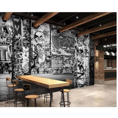 Custom photo wallpaper for walls 3 d wall murals wallpaper mural Retro nostalgia gothic graffiti black and white 3d home decor