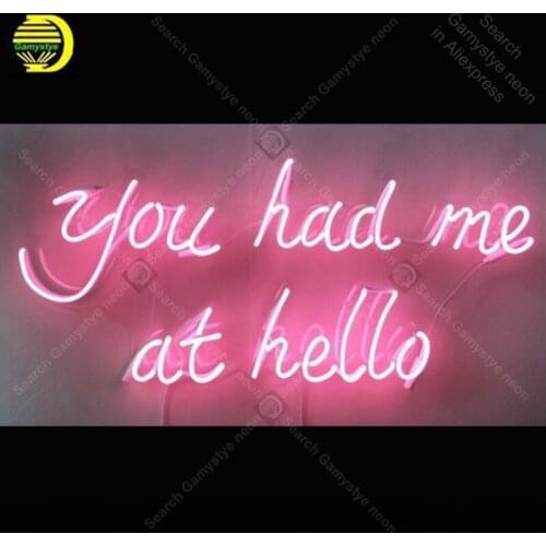 You Had Me At Hello Neon Sign Handmade neon light adornment Decorate Home Bedroom Iconic Art Neon Lamp Clear Board lamp Artwork