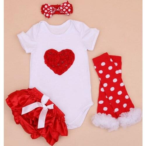New kids Rompers Clothes Sets Cute Newborn Baby Heart Rompers Ruffle Bloomers Clothing Children Girls Valentines Party Outfits
